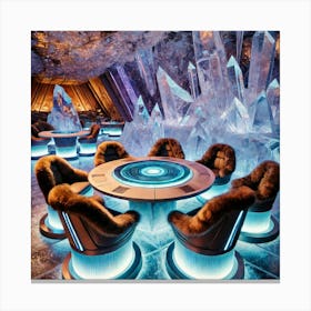 A Futuristic Sci Fi Restaurant Seating Arrangement Canvas Print