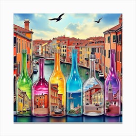 Venice - Wine Bottles Canvas Print