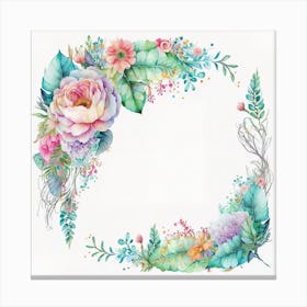 Watercolor Floral Frame Canvas Print