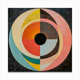 Vibrant Geometric Circle Art - Retro Modern Abstract Painting Canvas Print