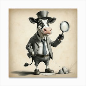 Cow Detective Canvas Print