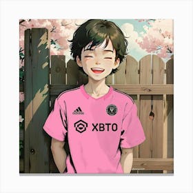 Pink Soccer Player Canvas Print