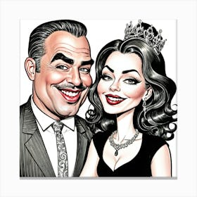 Caricature Of A Couple Canvas Print