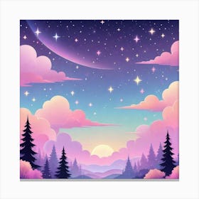 Sky With Twinkling Stars In Pastel Colors Square Composition 31 Canvas Print