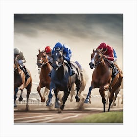 Horses Race On Track In England Trending On Artstation Sharp Focus Studio Photo Intricate Detail (7) Canvas Print