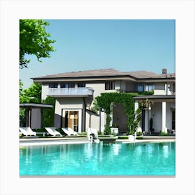 House With A Pool Canvas Print