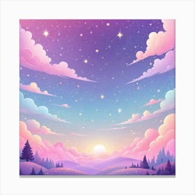 Sky With Twinkling Stars In Pastel Colors Square Composition 124 Canvas Print