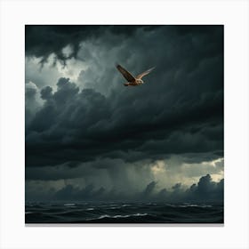Seagull Flying Over Stormy Sea Canvas Print