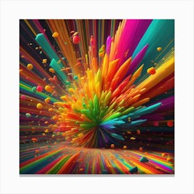 Color Explosion 1, an abstract AI art piece that bursts with vibrant hues and creates an uplifting atmosphere. Generated with AI, Art style_Rainbow,CFG Scale_3.0, Step Sc Canvas Print