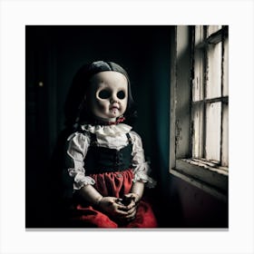 Doll In A Window Canvas Print