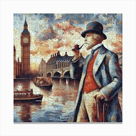 Abstract Puzzle Art English gentleman in London 5 Canvas Print