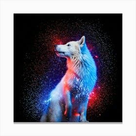 Firefly Powerful, Glowing, Full Body, Wolf, Blue Sparks, Red Sparks, Rain Decorations, Majestic, Vib (3) Canvas Print