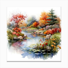 Autumn Landscape Watercolor Painting 3 Canvas Print