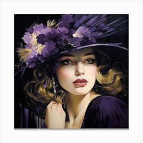 Lady In Purple Hat Canvas Print