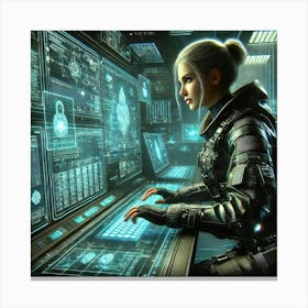 A Sci Fi Depiction Of Zoya Nightshade Showcasing H Hacking Canvas Print