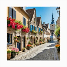 Cobblestone Street In France 14 Canvas Print