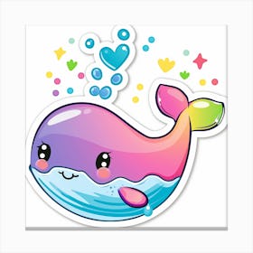 Cute Whale Sticker Canvas Print