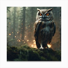 Owl In The Forest 101 Canvas Print