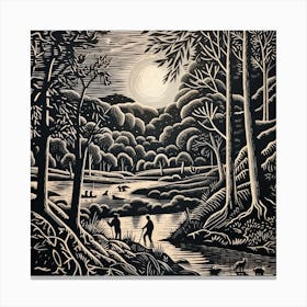 Moonlight In The Woods 1 Canvas Print