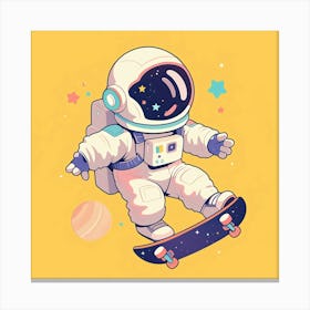 Astronaut Skateboarding 1 Canvas Print