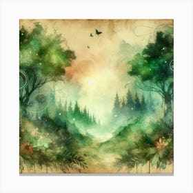 Watercolor Of A Forest 7 Canvas Print