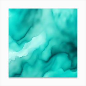 Beautiful teal aqua abstract background. Drawn, hand-painted aquarelle. Wet watercolor pattern. Artistic background with copy space for design. Vivid web banner. Liquid, flow, fluid effect. Canvas Print