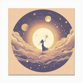 The Milky Way In Shades Of Honey And Lavender Dancing With The Sun And The Moon Minimalist Style Canvas Print