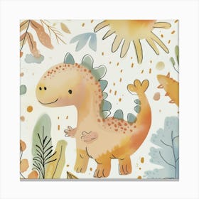 Cute Muted Pastels Stegosaurus Dinosaur  1 Canvas Print