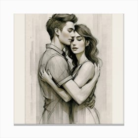 Couple Hugging 3 Canvas Print