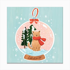 Snow Globe Cat Christmas Canvas Print