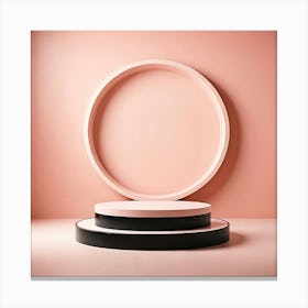 Round Table On A Pink Background Canvas Print