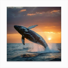 Humpback Whale Jumping 9 Canvas Print