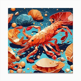 Crawfish Illustration Canvas Print