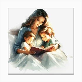 Mother Reading To Her Children 1 Canvas Print