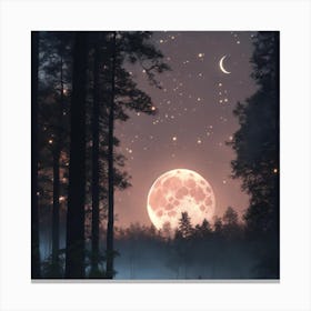 Moon In The Forest 3 Canvas Print