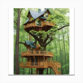 Tree House In The Woods Canvas Print
