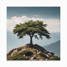 Lone Tree On Top Of Mountain 23 Canvas Print