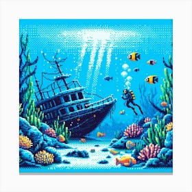 8-bit underwater scene 3 Canvas Print