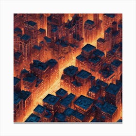 Illustration Of A City Skyline At Night Buildings Made Of Octagonal Fractal Patternneon Vibrant 682293568 (1) Canvas Print