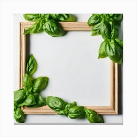Frame With Basil Leaves Canvas Print