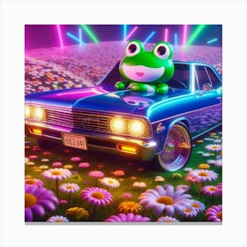 Frog In A Car Canvas Print