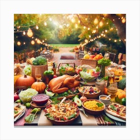 Thanksgiving Dinner In The Park Canvas Print