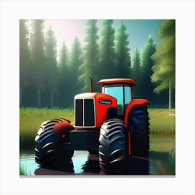 Tractor In The Forest Canvas Print