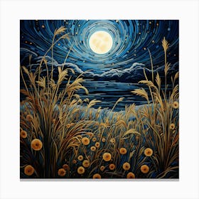 Moonlight In The Meadow Canvas Print