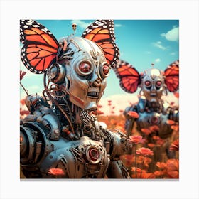 Artjuicebycsaba Cyborg Steampunk Butterflies And Ladybugs Over 5 Canvas Print