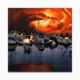 Sunset At The Harbor Canvas Print