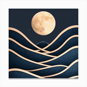 Moon And Waves 11 Canvas Print