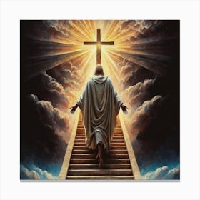 Jesus Ascending The Stairs Canvas Print