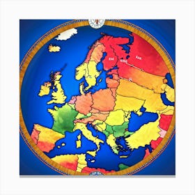 A Digitally Rendered Image Featuring A Circle Encompassing The Continent Of Europe With Each Europe 2 1 Canvas Print