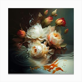 Roses In Water Canvas Print